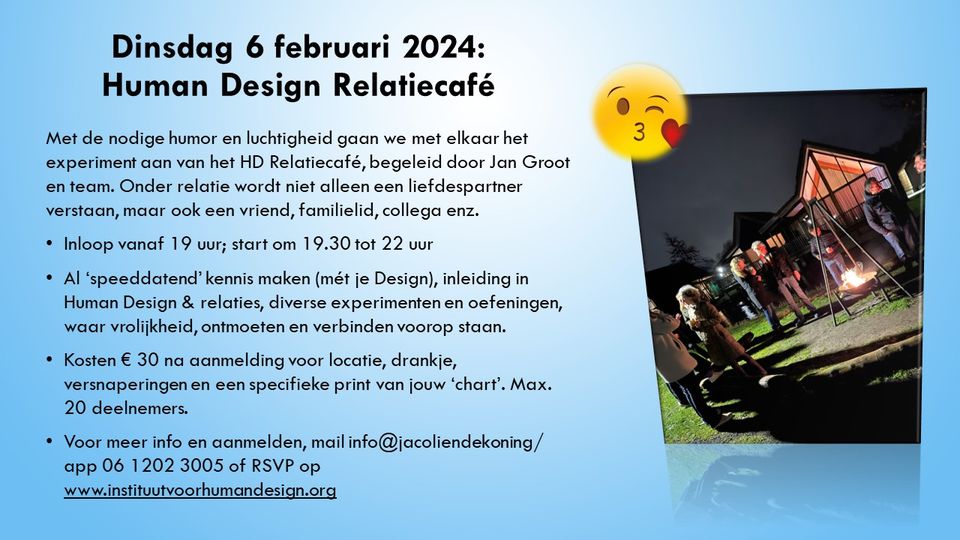 6 februari 2024 Human Design relatiecafé